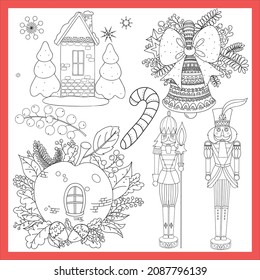 Set of hand drawn doodle style Christmas related objects isolated on white background. Vector illustration.