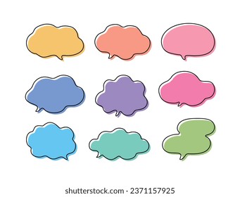 Set of hand drawn doodle style speech bubble, chat, story and message illustrations.