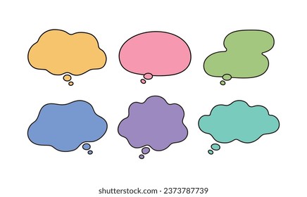 Set of hand drawn doodle style speech bubble, chat, idea, talk, speak, communication, story and message illustrations.