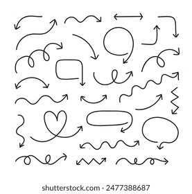 Set of hand drawn doodle style arrow illustrations.