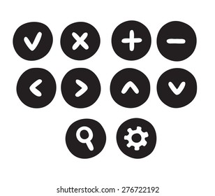 Set of hand drawn doodle style web interface buttons.