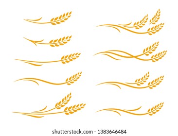 set of hand drawn doodle wheat ears