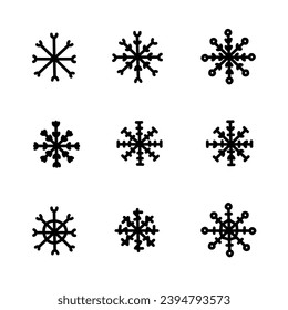 Set of hand drawn doodle white and black snowflake vector collections