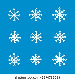 Set of hand drawn doodle white and black snowflake vector collections