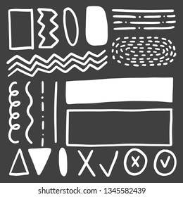 Set of Hand Drawn Doodles isolated on white background. Vector Illustration.