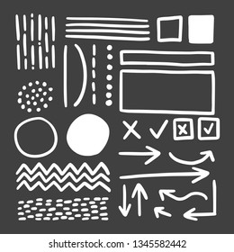 Set of Hand Drawn Doodles isolated on white background. Vector Illustration.