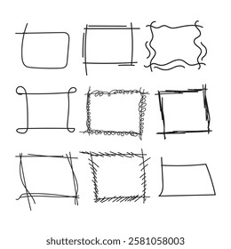 set of hand drawn doodles rectangles or frames