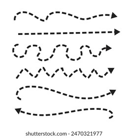 Set of hand drawn dot dash arrows vector