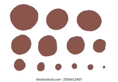 Conjunto de puntos dibujados a mano. Forma redonda Abstractas en diversos tamaños. Ilustración vectorial. 