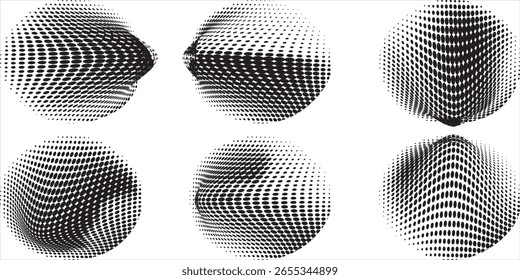 Set of hand drawn dots. Circle, spiral, ball elements scribble dots brush hand drawn sketch design. Halftone abstract circles, vector illustration style.