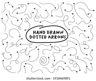 Set Hand Drawn Dotted Arrow Vector