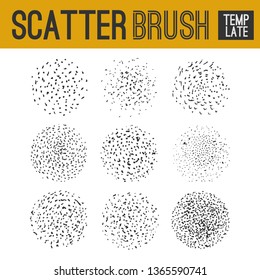 
Set of hand drawn dotted templates for scatter brushes. Vector design element. 