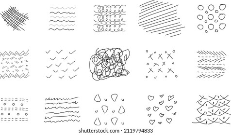 set of hand drawn drawing of shapes