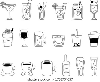 Set of hand drawn drink illustrations