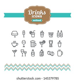 Set of hand drawn drinks icons