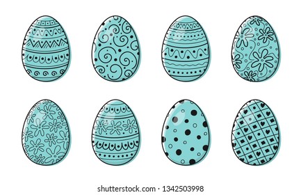Set of hand drawn Easter eggs. Vector