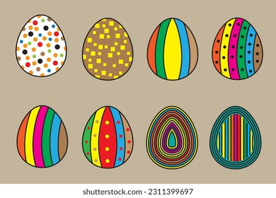 Set of hand drawn Easter eggs. Vector illustration for your design.