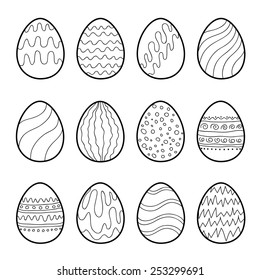 Set of hand drawn easter eggs