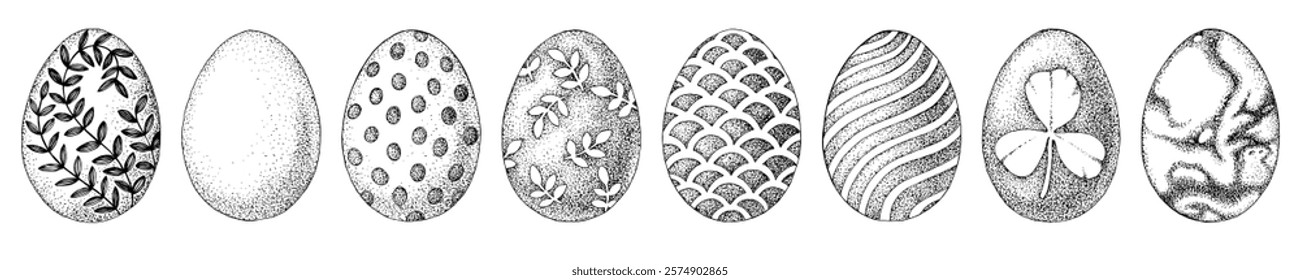 Set of hand drawn Easter eggs