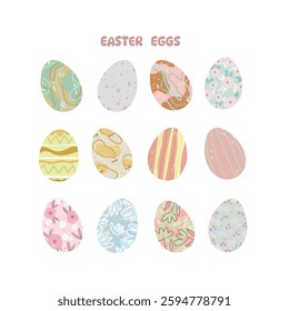 Set with hand drawn Easter eggs.