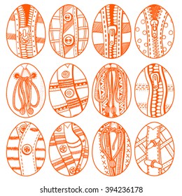 Set of Hand drawn easter eggs. Vector, doodle design elements.