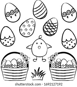 Set of hand drawn easter elements for your creativity.