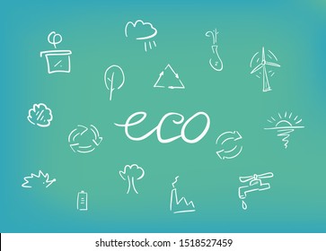 Set of hand drawn eco doodles