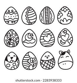 Set of hand drawn egg easter celebration vector illustration