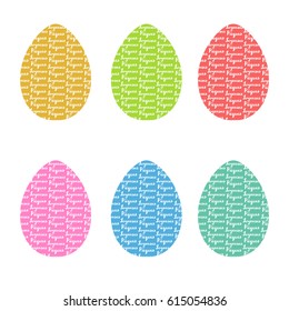 Set of hand drawn eggs with hand drawn lettering, design vector illustration, holiday symbol for Easter desing.