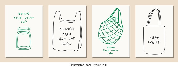 Set of hand drawn elements in ecology concept, hand drawn illustration in modern, trendy colors.