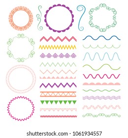 set of hand drawn elements for greeting cards and page decoration