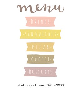 Set of hand drawn elements for menu. Vector illustration