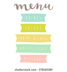 Set of hand drawn elements for menu. Vector illustration
