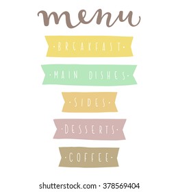 Set of hand drawn elements for menu. Vector illustration