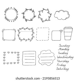 A set of hand drawn elements for the scheduler vector illustration, doodles