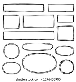 Set of hand drawn elements for selecting text. Pen tool. 