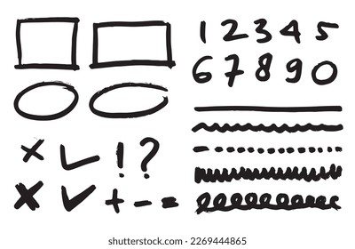 Set of hand drawn elements for selecting text.Business doodle.