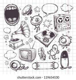 Set of hand drawn elements. Vector illustration.