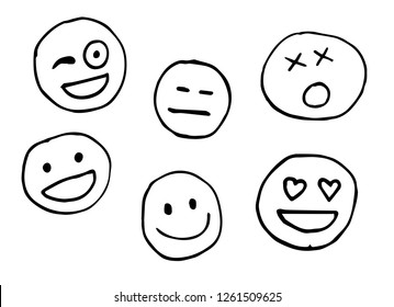 Conjunto de emojis dibujados a mano vectorial