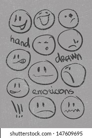 Set of  hand drawn emoticons . Vector eps8