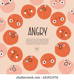 Set of hand drawn emoticons : Vector Illustration