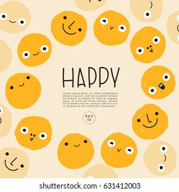Set of hand drawn emoticons : Vector Illustration