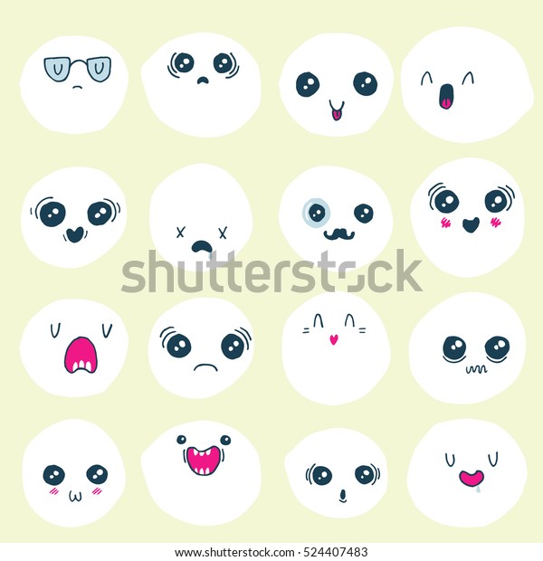 Set Hand Drawn Emotion Doodles Different Stock Vector (Royalty Free ...