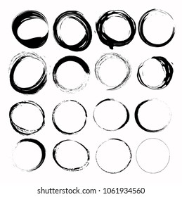 Set of hand drawn empty scribble circles, vector design elements