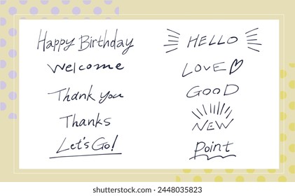 Set of hand drawn english message letters