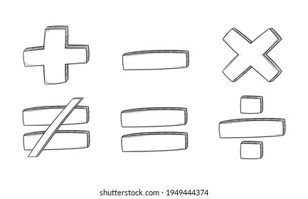set of hand drawn equation symbol