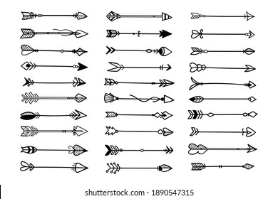 Set of hand drawn ethnic arrows boho style svg
