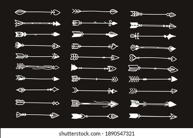 Set of hand drawn ethnic arrows boho style