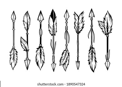 Set of hand drawn ethnic arrows boho style svg