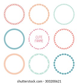 Set of hand drawn ethnic arrows frame. Doodles style. Tribal native aztec vector illustration. Decorative isolated elements, border, label for text. Ink collection of symbols. 